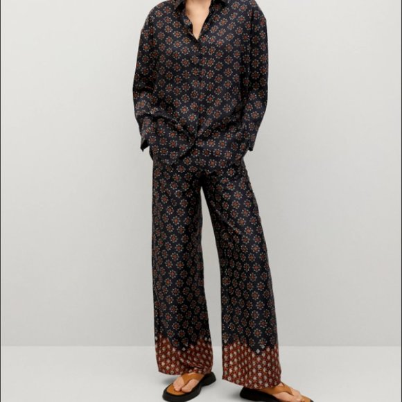 Mango Pants - Flowy Printed Pants and Blouse Set